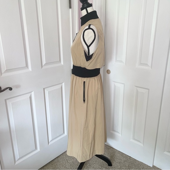 NWT GSTO beige & black safari khaki gaming midi dress, size large - Picture 5 of 14